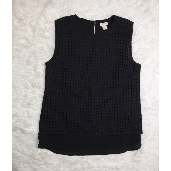 🎉HP🎉 J Crew Eyelet Tank Top Sheer Mesh Lined 0 - Picture 1 of 8